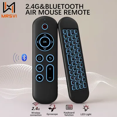 MRSVI 에어 마우스 원격 제어 M5 무선 2.4G 및 블루투스, 스마트 안드로이드 TV 박스, PC용 7색 백라이트 자이로스코프 키보드 포함